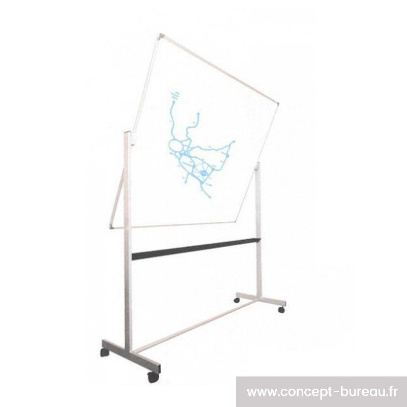 Tableau blanc rotatif sur roulettes