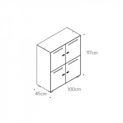 Casier en métal 4 cases avec fente - LOCK