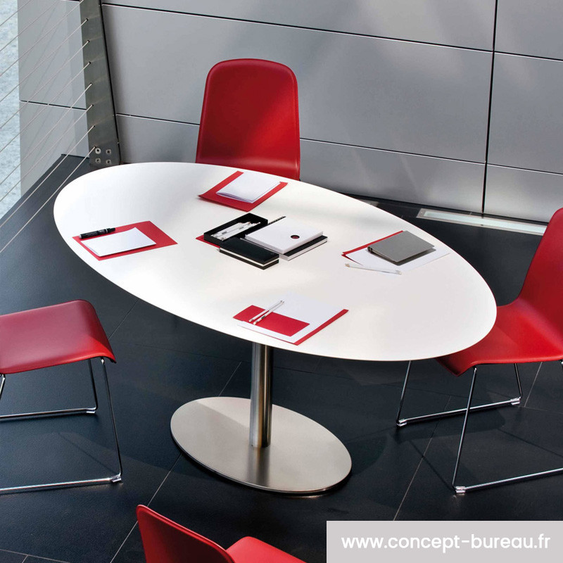 Table de réunion en bois stratifié INOX ELLITTICO Table de réunion en bois stratifié INOX ELLITTICO
