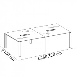 Table de réunion en verre pour 10-12 personnes - FONTAINEBLEAU