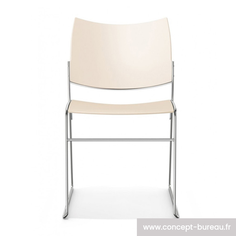 Chaise Visiteur Empilable En Bois - Assise Et Dossier En Hêtre, Cadre Métal, Idéale Pour Salles D'attente Et Bureaux