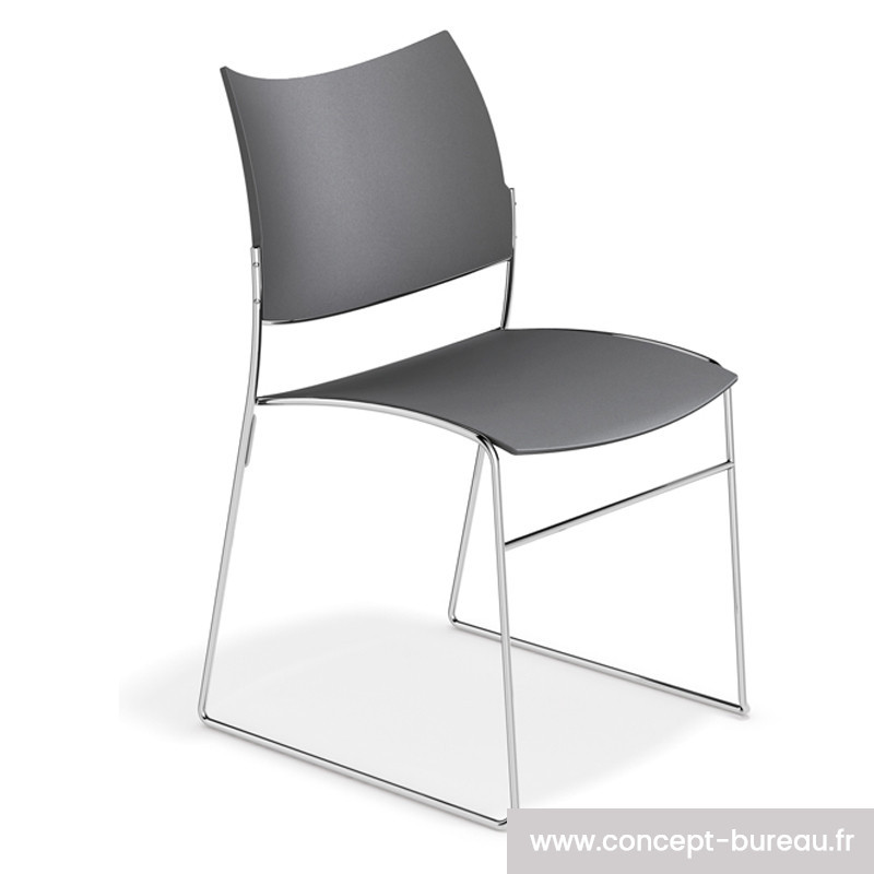 Chaise de conférence en polypro et empilable coloris gris