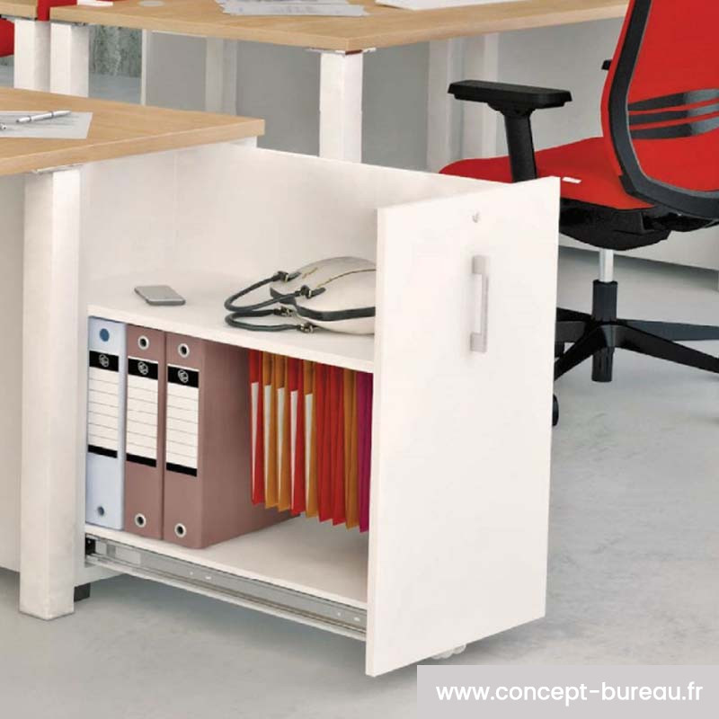 Caisson hauteur bureau avec tiroirs dossiers suspendus Caisson hauteur bureau avec tiroirs dossiers suspendus