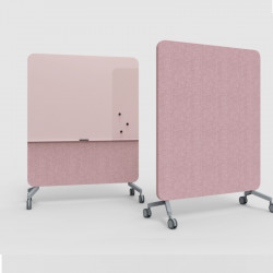 Cloison mobile acoustique et magnétique coloris rose