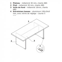 Table de réunion 4 personnes - TIMLESS