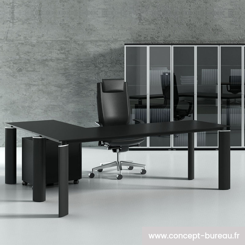 Bureau noir avec retour droite ou gauche Bureau noir avec retour droite ou gauche