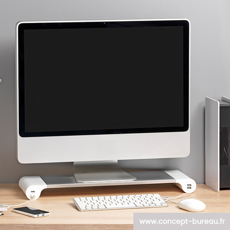 Rehausseur écran ordinateur avec ports USB Rehausseur écran ordinateur avec ports USB