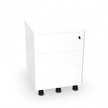 Caisson Mobile 2 Tiroirs Noir - Rangement Bureau, Classement Documents - Roulettes, Serrure - Fabrication Française - 7