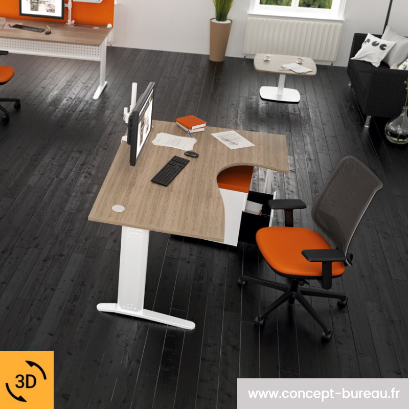 Bureau compact avec retour asymétrique Bureau compact avec retour asymétrique