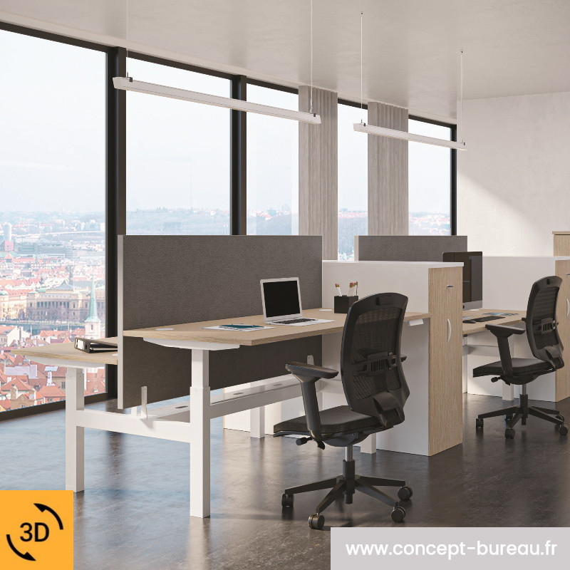 Bureau réglable en hauteur 2 personnes Bureau réglable en hauteur 2 personnes