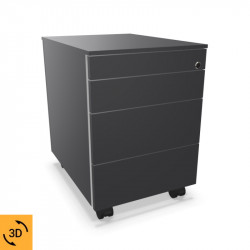 Caisson de bureau en métal 4 tiroirs 80 cm de profondeur - 4mepro