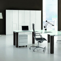 Caisson de bureau contemporain 4 tiroirs blanc Pontino