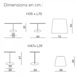 Dimensions table basse d'accueil