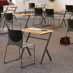 Table Pliante Pour Formation 100x50x75 Cm - MDF Et Métal, Finition Chêne - Pour écoles, Salles De Classe, Ateliers