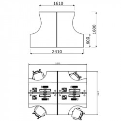 Dimensions bureau marguerite 4 personnes
