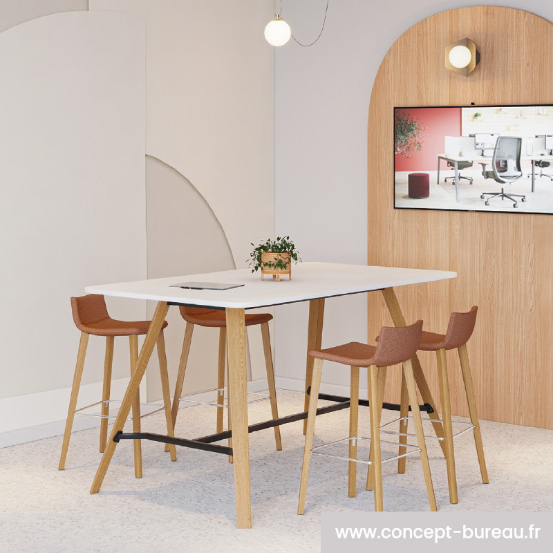 Table haute de réunion en bois Table haute de réunion en bois