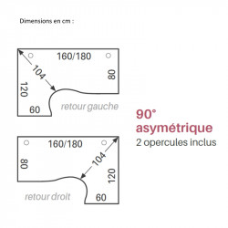 Bureau compact avec retour dimensions