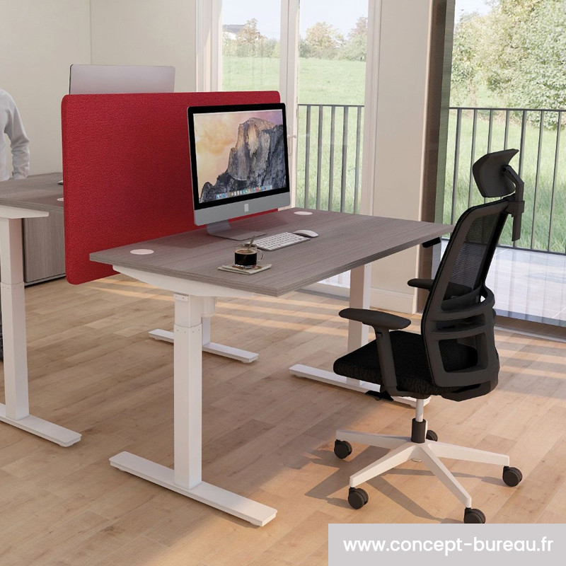 Bureau Électrique Ajustable Haut Bois - Bureau en Bois