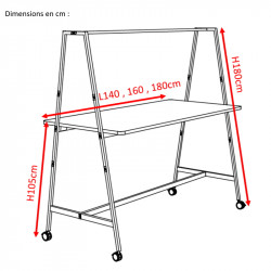 Table de réunion sur roulettes dimensions