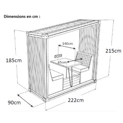 Cabine de bureau dimension 2 places