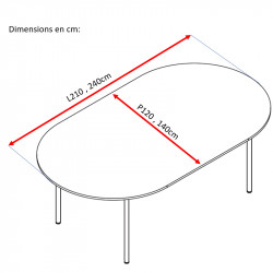 Table de réunion 6 personnes dimensions