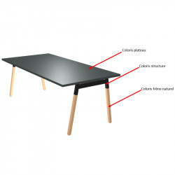 Table de réunion en bois coloris TRIBAX W