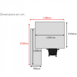 Dimensions grand bureau de direction carré