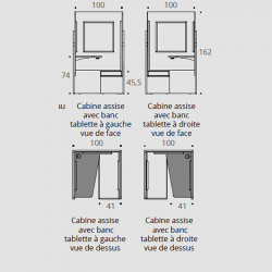 Cabine de confidentialité assis dimensions