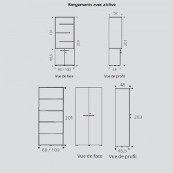 Armoire avec alcôve bureau dimensions