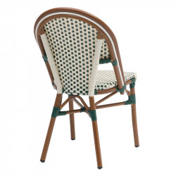 Chaise en polyrotin vert et blanc