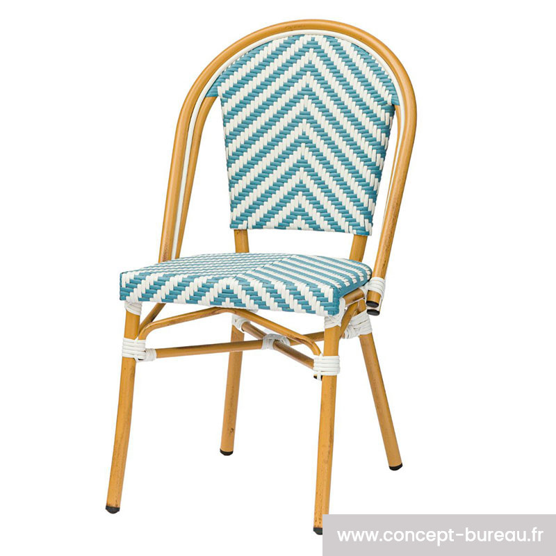 Chaise bistrot bleu et blanc