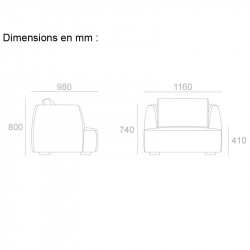 Fauteuil salle d'attente dimensions