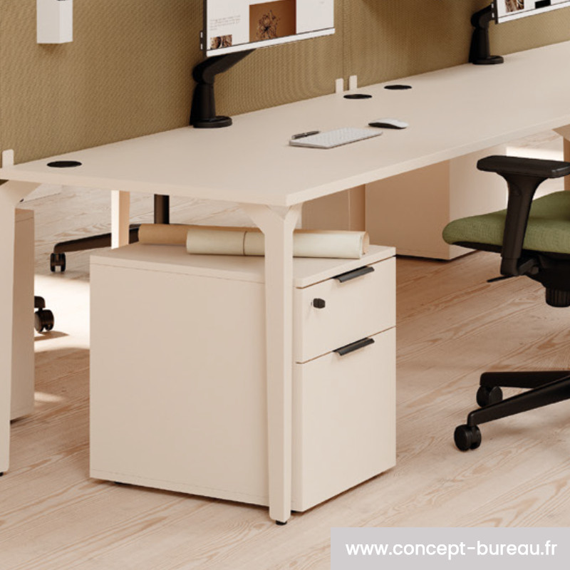 Caisson mobile en bois 2 tiroirs - KOUTI