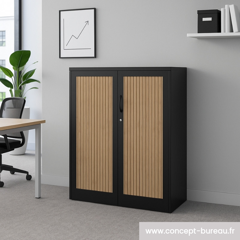 Armoire mi-haute à rideaux Alisier