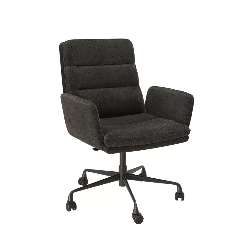 Fauteuil de réunion à roulettes HELSINKI anthracite avec accoudoirs, dossier haut à coutures horizontales