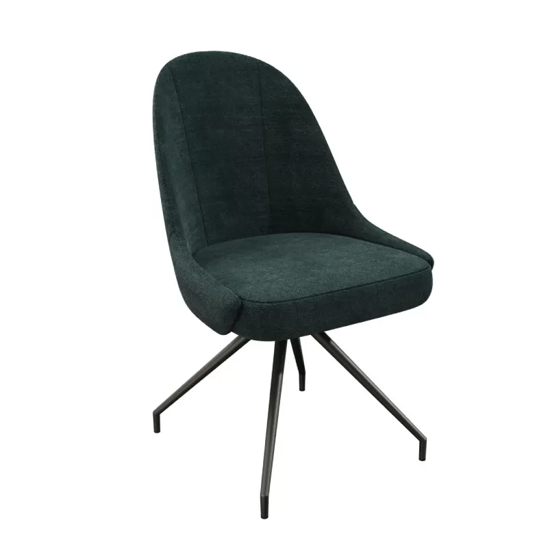 Chaise MIAMI vert sapin, dossier galbé à couture centrale, assise pivotante