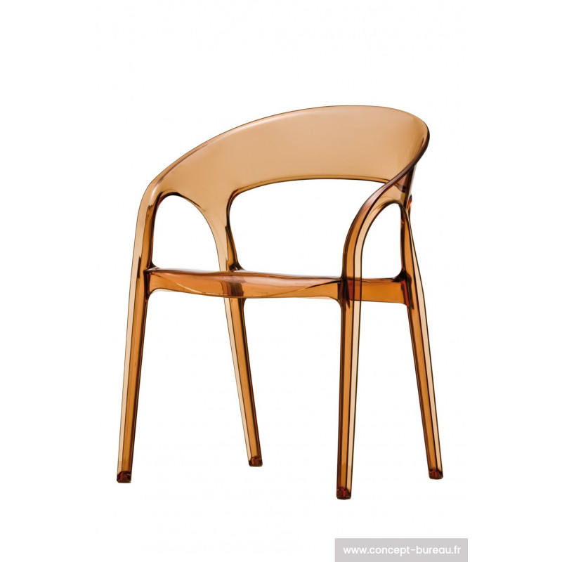 Lot de 2 fauteuils en polypro GOSSIP coloris ambre Lot de 2 fauteuils en polypro GOSSIP coloris ambre