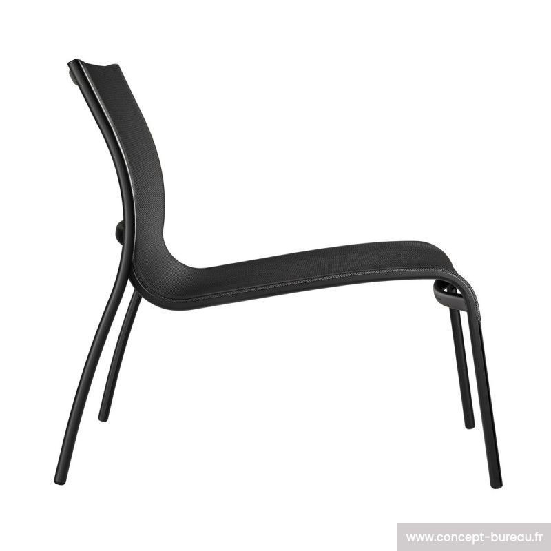 Chauffeuse extérieur en résille PASO DOBLE LOW CHAIR sans accoudoirs Noir Chauffeuse extérieur en résille PASO DOBLE LOW CHAIR sans accoudoirs Noir