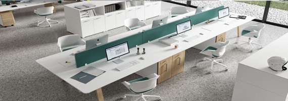 Bureaux 6 personnes, bureau pour open space NF environnement