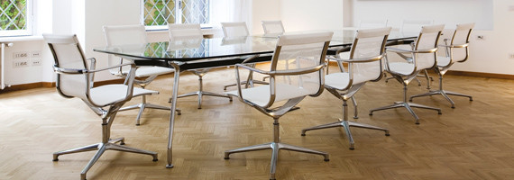 Tables de réunion en verre, mobilier en verre design