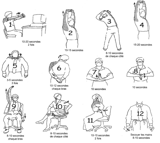 Excercies d'étirement au travail