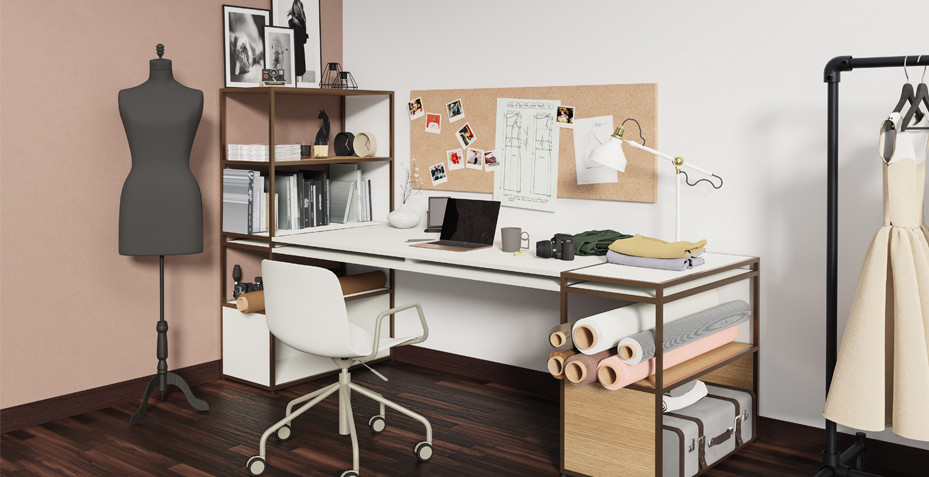 home office, bureau, design; teletraval